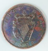 George IV penny Ireland 1822 laureate bust reverse crowned harp date below,