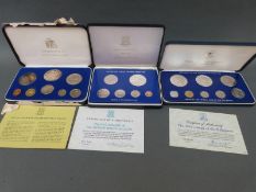 Three cased proof coin sets comprising The British Virgin Islands,