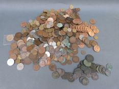 A collection of UK coinage, includes a large number of very worn Georgian copper,