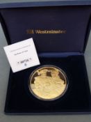 Westminster oversize silver gold plated coin commemorating Henry VIII Tudor Age,