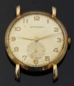 Garrard 9ct gold gentleman's wristwatch with inset subsidiary seconds dial,