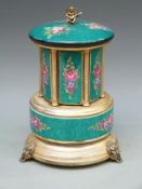 A Swiss musical box / automaton with revolving action and swivel out compartments, plays Edelweiss,