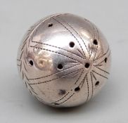 An 18thC white metal vinaigrette or pomander of pierced form, diameter 1.