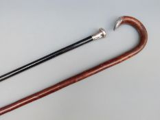 Victorian hallmarked silver topped ebonised walking cane, London 1859,