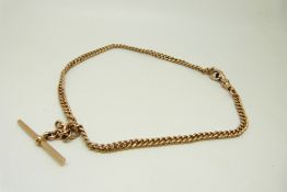 A 9ct rose gold double Albert, 22.