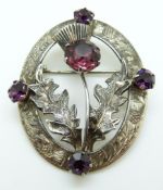 A hallmarked Scottish silver thistle brooch,