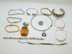 A Siam silver bangle, silver dragon bangle, silver tennis bracelets, emerald bracelet,