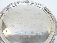 Indian white metal salver engraved to Major B A E Maude, Royal Engineers,