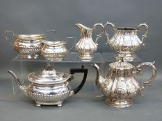 An Elkington & Co three piece 19thC teaset together with a further silver plated three piece teaset