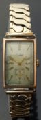 Audax 9ct gold Art Deco style gentleman's wristwatch with inset subsidiary seconds dial,