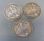 Three veiled head Victoria crowns - 1893 LVI, 1896 LX,