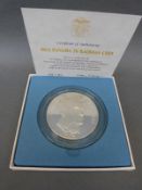 1973 cased Panama 20 Balboas silver coin,