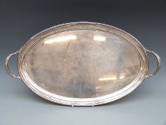 George V hallmarked silver twin handled large tray,