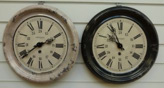 Newgate enamel quartz wall clock in black surround with Roman hours and Arabic 24 hours together