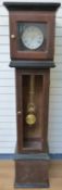 Custom or home built mahogany longcase grandfather clock, handmade by J W C Church 1998 to back,