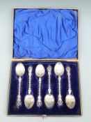 A cased set of six hallmarked silver teaspoons in fitted case, Sheffield 1911 maker Joseph Rogers,