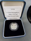 1998 silver proof UK one pound coin with certificate