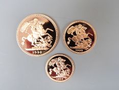 1998 cased proof three coin sovereign collection, comprising half,
