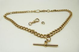 A 9ct gold Albert of graduated curb links, 50.