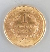 1853 one dollar gold coin
