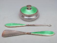 Three hallmarked silver and guilloché enamel items
