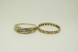 Two 9ct gold rings set with cubic zirconia, size P/Q, 1.7g, O, 1.