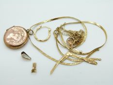 A 9ct gold back and front locket, 9ct gold chain, (3.
