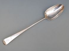 Georgian Old English pattern hallmarked silver basting spoon, London 1800, maker Samuel Godbehere,