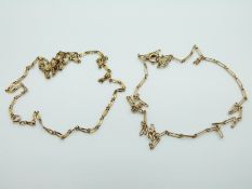 Two 9ct gold necklaces of elongated links, 5.