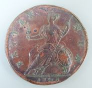 George II 1729 halfpenny young head cuirassed bust, some lustre and toned,