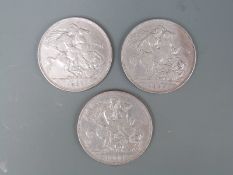 Three Queen Victoria jubilee head crowns,