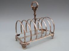 Victorian hallmarked silver six division toast rack, Sheffield 1843 maker Henry Wilkinson and Co,