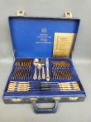 A 12-place setting canteen of Solingen gilt cutlery in fitted case