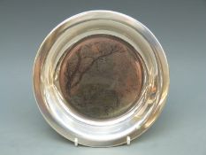 James Wyeth hallmarked silver limited edition Franklin Mint plate 'Skating on The Brandywine',