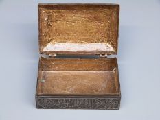 A 19thC white metal and brass hinged prayer box, H3.