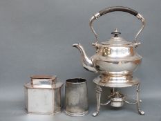 Silver plated spirit kettle,