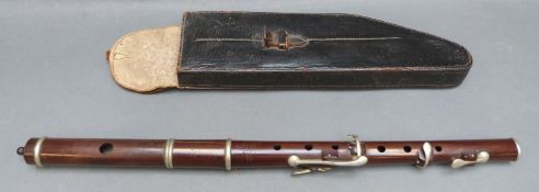 Rudall Rose Carte & Co, 19thC rosewood piccolo with 4 nickel silver keys,