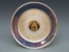 1978 College of Arms Coronation of Elizabeth II hallmarked silver plate with armorial crests,