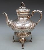 Dutch white metal spirit kettle stand with Amsterdam silver marks, 141g,