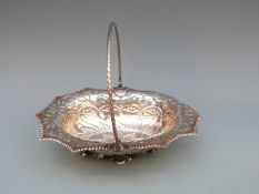 Victorian hallmarked silver bonbon dish in the form of a basket,