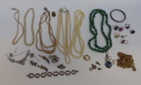 A 9ct gold ladies wristwatch (9g), silver items including bracelet, Gloucester Cathedral charm,