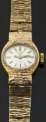 Rotary 9ct gold ladies wristwatch with two-tone gold and black hands and baton markers,