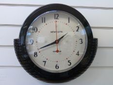 Newgate Deco style quartz wall clock with Arabic numerals, red seconds sweep,