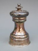 George V Mappin and Webb hallmarked silver pepper grinder, Sheffield 1912, height 9cm,