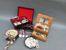 A collection of costume jewellery ladies watches, bracelets, brooches,