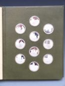 Forty seven hallmarked silver medallions commemorating historical events, each approximately 20.