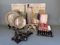 A white metal Eastern dish, diameter 20.