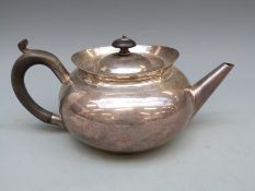 Victorian hallmarked silver globe shaped teapot, Birmingham 1900 maker Hukin & Heath, length 23cm,