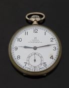 Omega for F Collier of Marlborough keyless winding open faced pocket watch with inset subsidiary