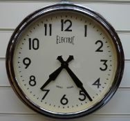 Newgate dial wall clock with Arabic numerals in chrome finish case,
